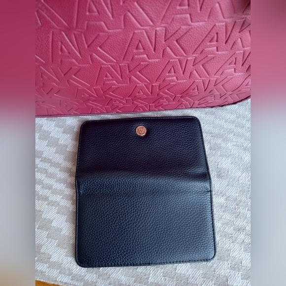 Anne Klein Burgundy Embossed Pebbled Vegan Leather Tote w/Black Wallet - Picture 13 of 13